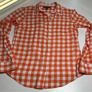 Tommy Bahama women’s gingham button up shirt small orange